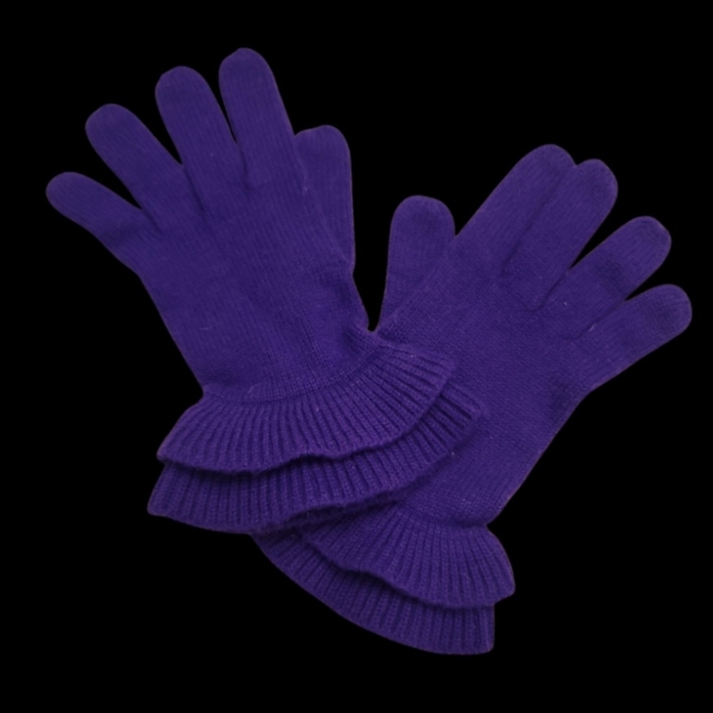Talbots Vibrant Purple Knit Ruffled Gloves NWOT *free gift w/purchase* - Picture 2 of 7